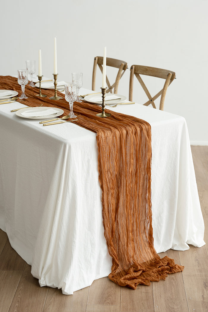 10ft | Cheesecloth Wedding Table Runner in Brown Terracotta