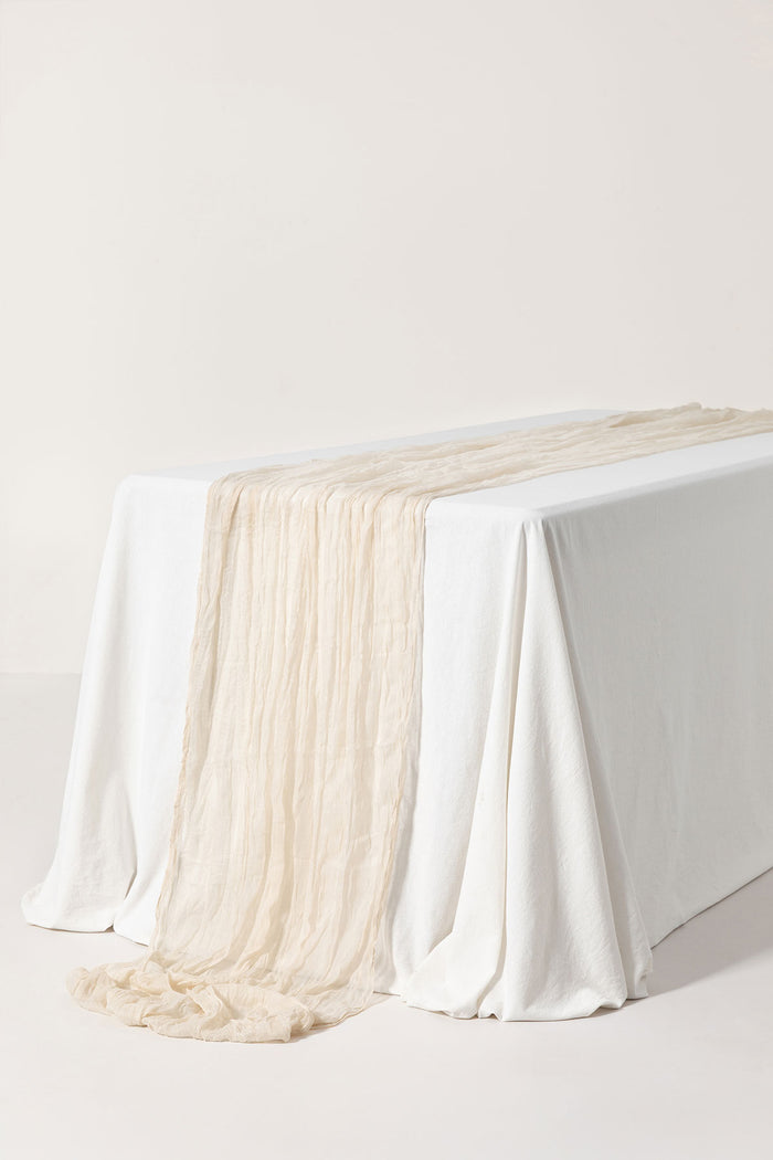 10ft | Cheesecloth Wedding Table Runner in Ivory