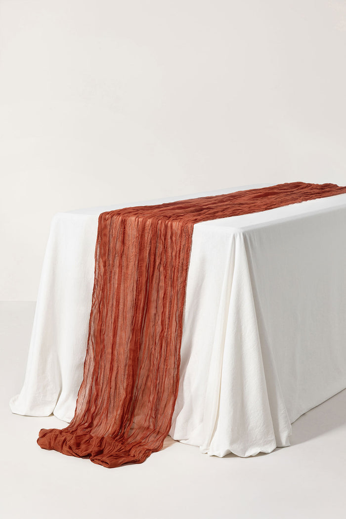 10ft | Cheesecloth Wedding Table Runner in Orange Rust