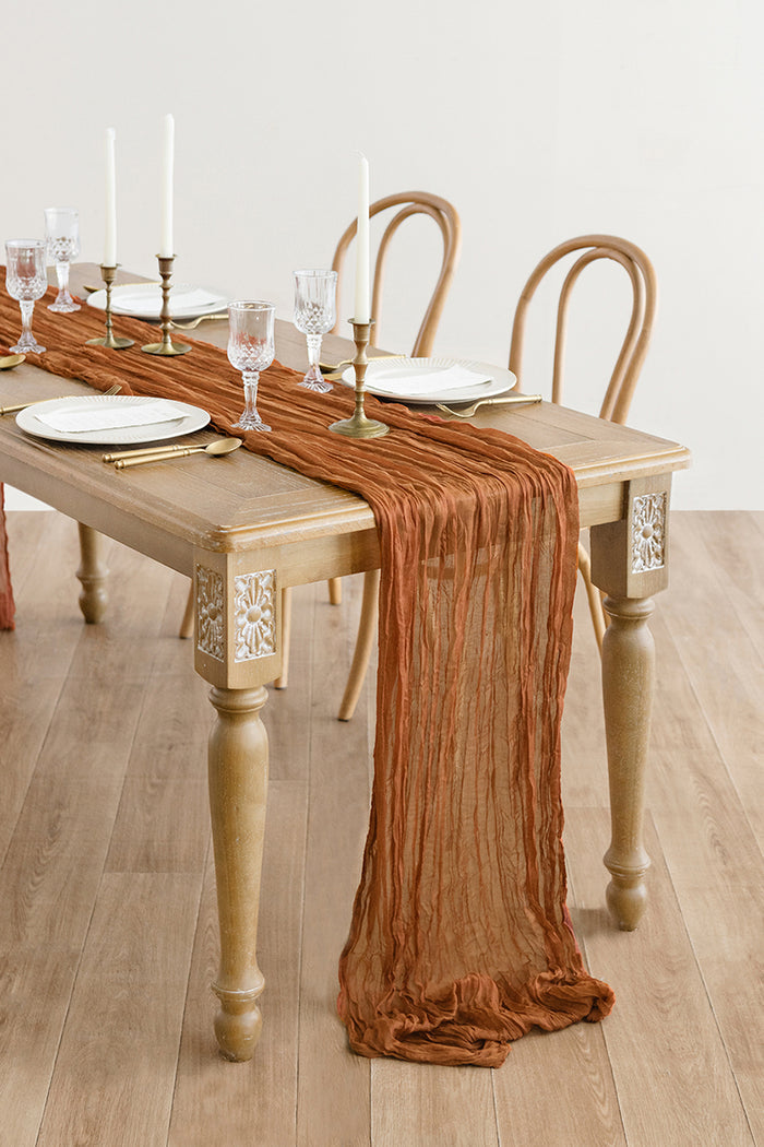 14ft | Cheesecloth  Wedding Table Runner in Brown Terracotta