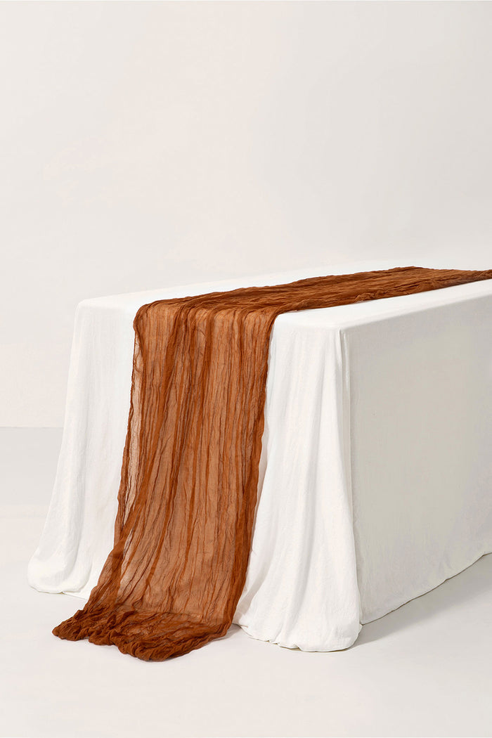 14ft | Cheesecloth  Wedding Table Runner in Brown Terracotta