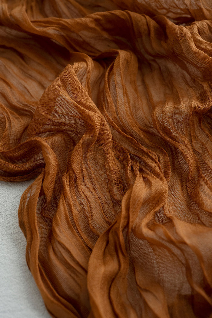 14ft | Cheesecloth  Wedding Table Runner in Brown Terracotta