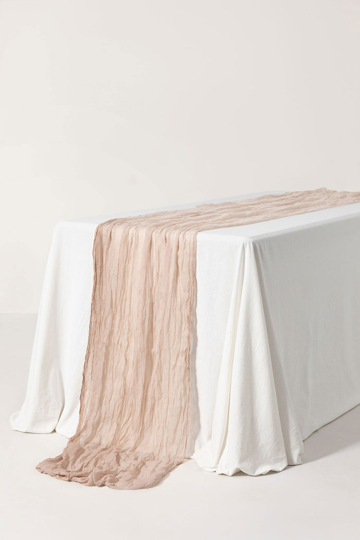 14ft | Cheesecloth Wedding Table Runner in Earth-Tone Colors- Warm Sand