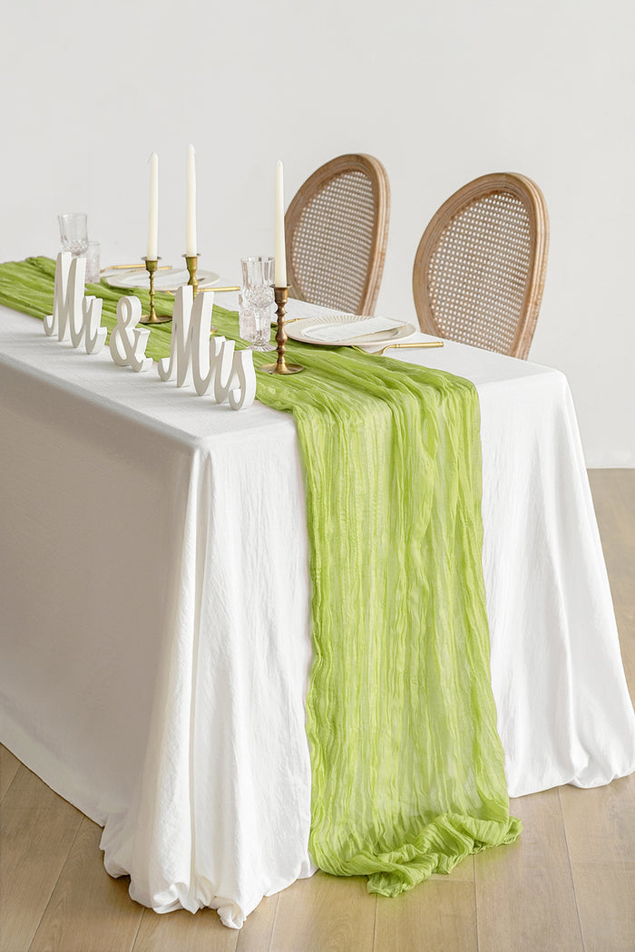 14ft | Cheesecloth Wedding Table Runner in Light Green