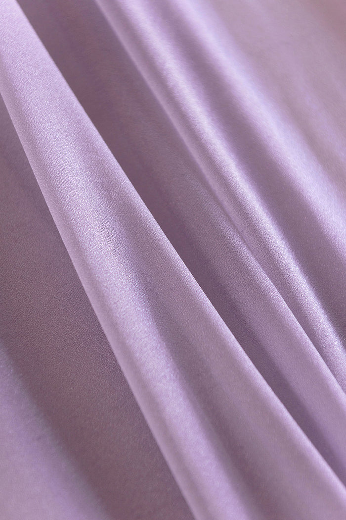 Light purple chiffon wedding table linen close up