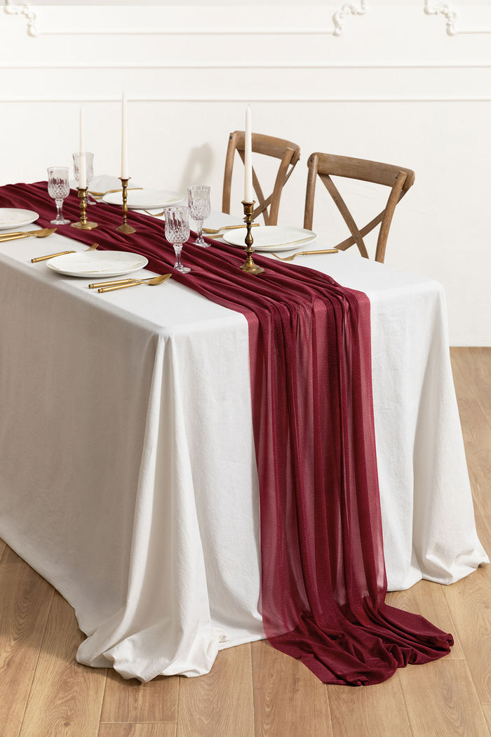14ft | Chiffon Wedding Table Runner in Burgundy