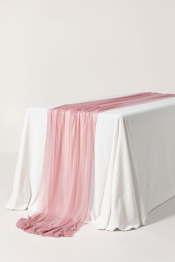 Dusty rose chiffon 14ft wedding table runner