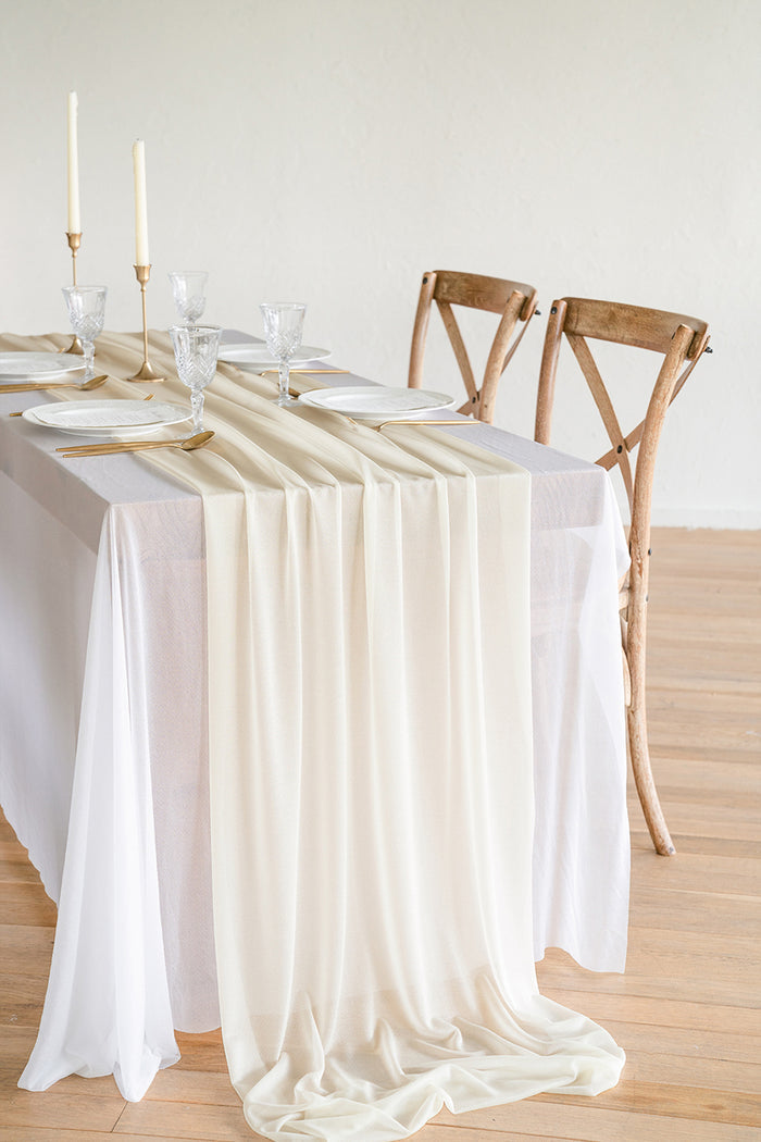 Romantic Sheer Table Runner 29' w x 14ft - Ivory (1-pack) - Image 3
