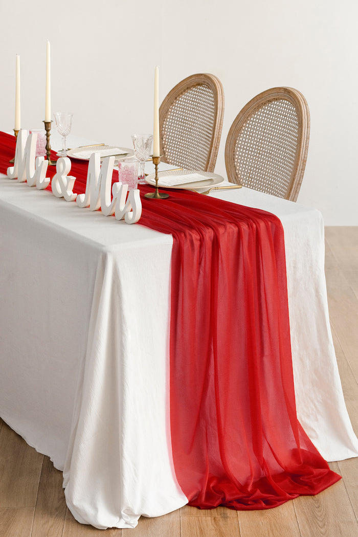 14ft | Chiffon Wedding Table Runner in Red | Clearance