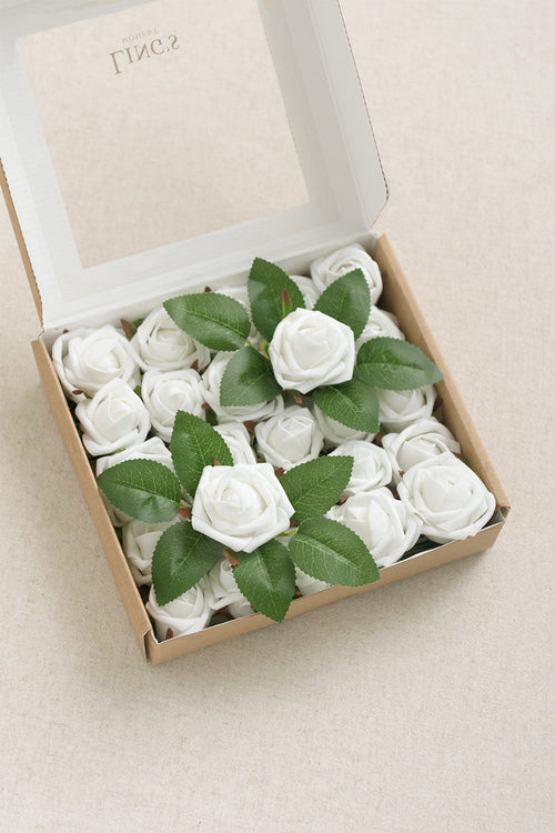 DIY Supporting Flower Boxes in White Petite Rose & Rosebud