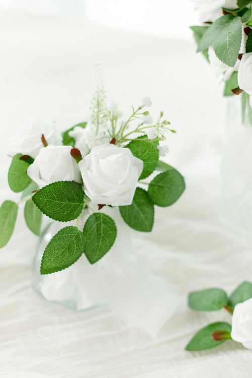 DIY Supporting Flower Boxes in White Petite Rose & Rosebud - Image 2