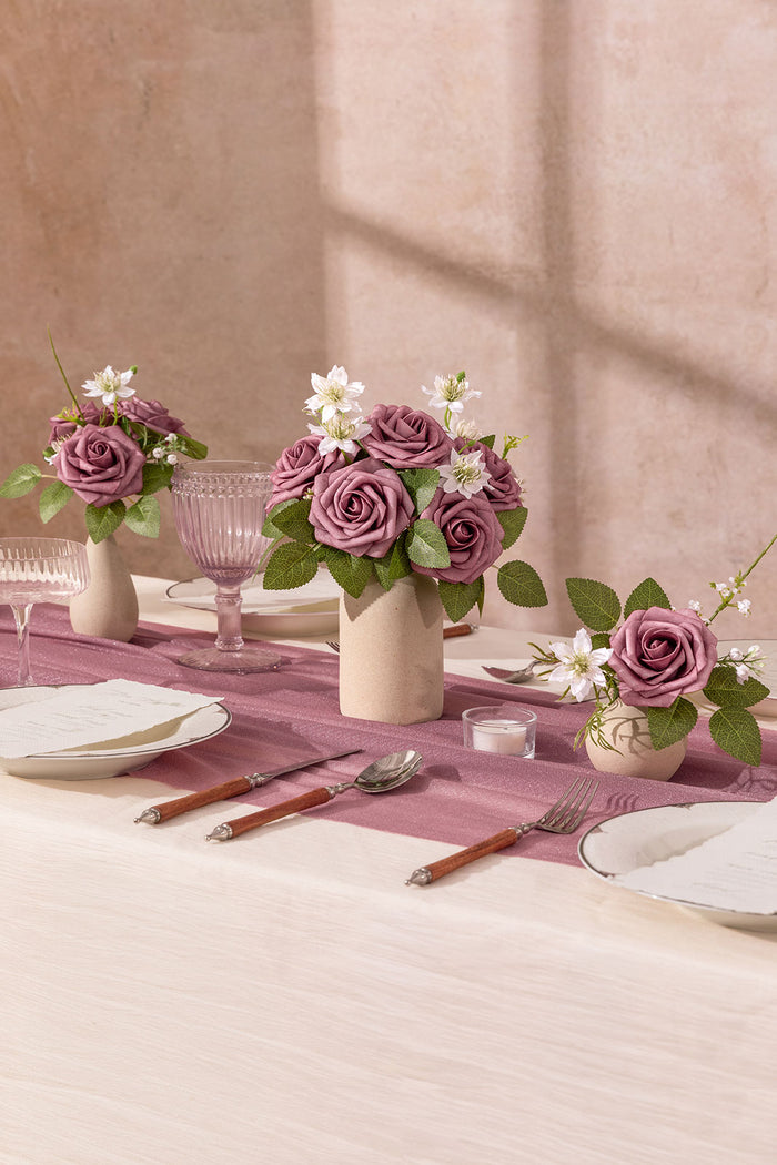 25pcs | 3" Foam Rose with Stem in Azalea Pink