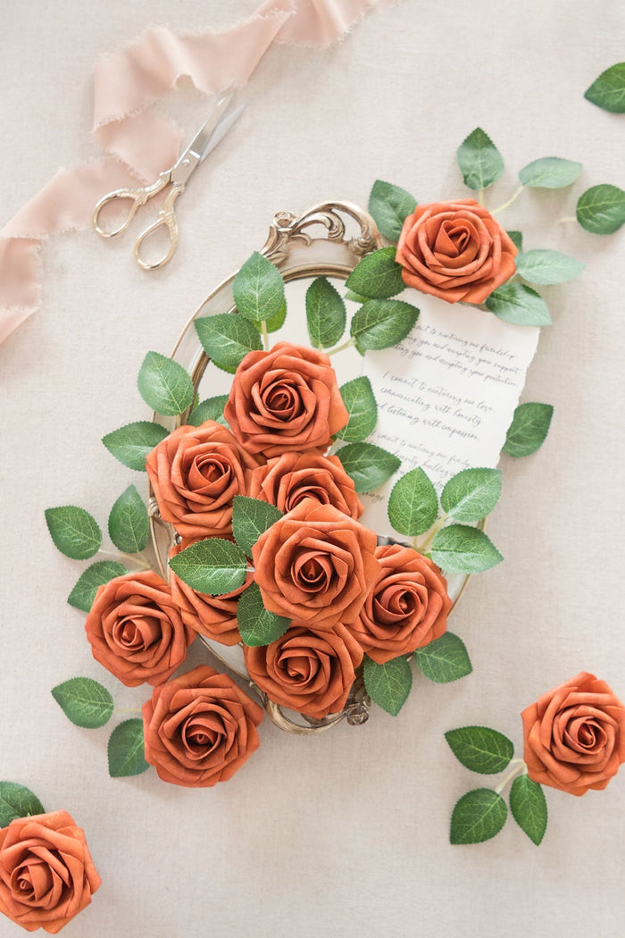 3' Foam Rose with Stem in Warmth & Walnut Romance Wedding - Image 2