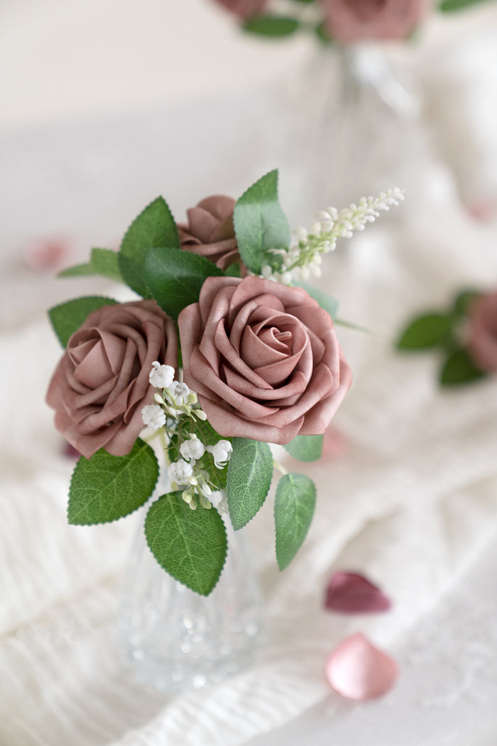 3' Foam Rose with Stem - Dusty Rose & Plum - Image 7