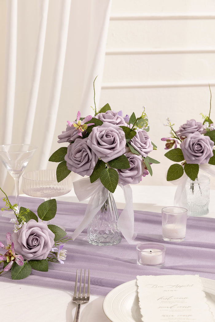 25pcs | 3" Foam Rose with Stem in Pale Lavender