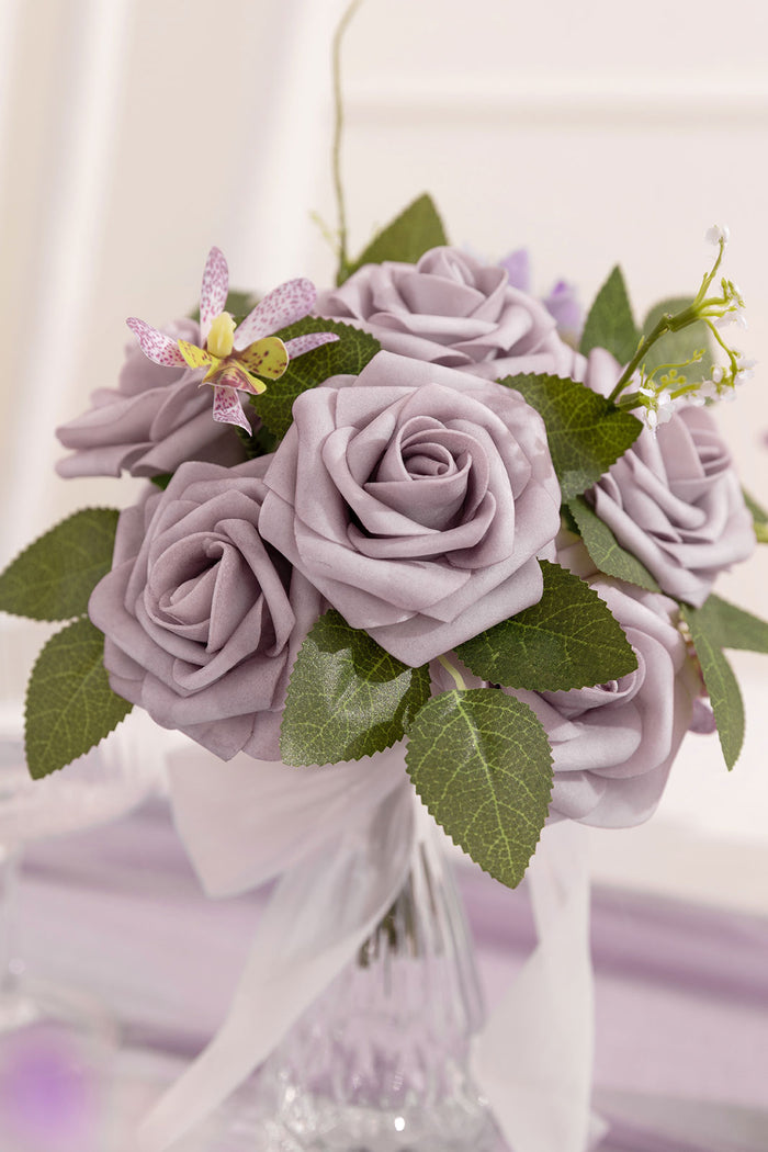 25pcs | 3" Foam Rose with Stem in Pale Lavender