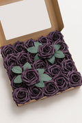 25pcs Plum Lily Foam Rose with Stem – DIY Flower Box