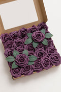 25pcs | 3" Foam Rose with Stem in Plum