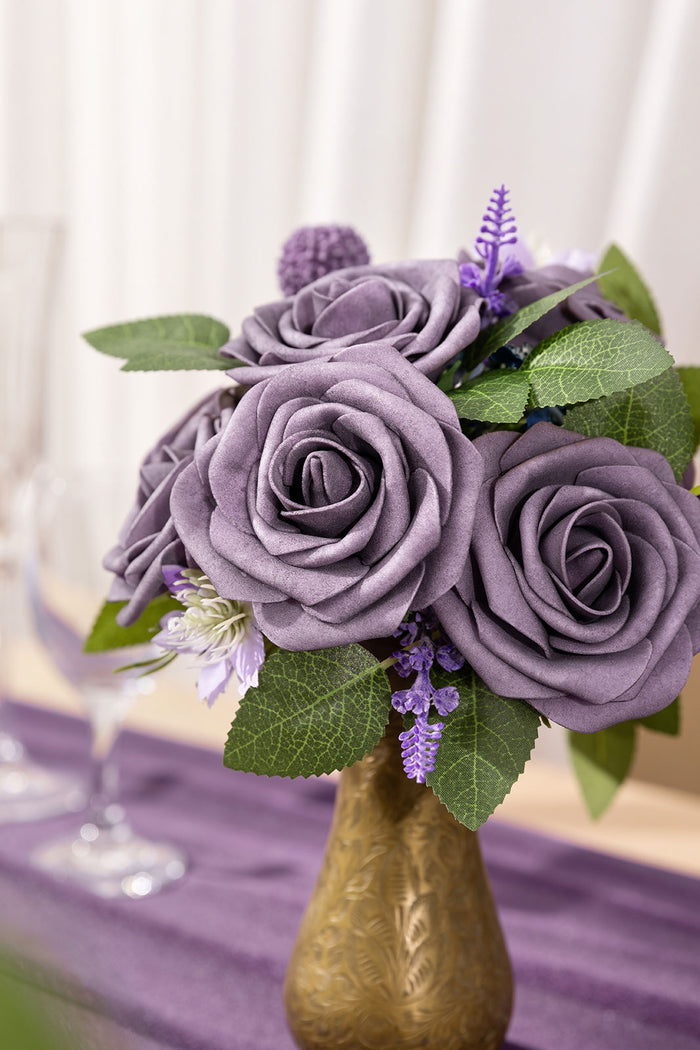 25pcs | 3" Foam Rose with Stem in Sage Purple