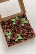25pcs | 3" Foam Rose with Stem in Walnut Brown