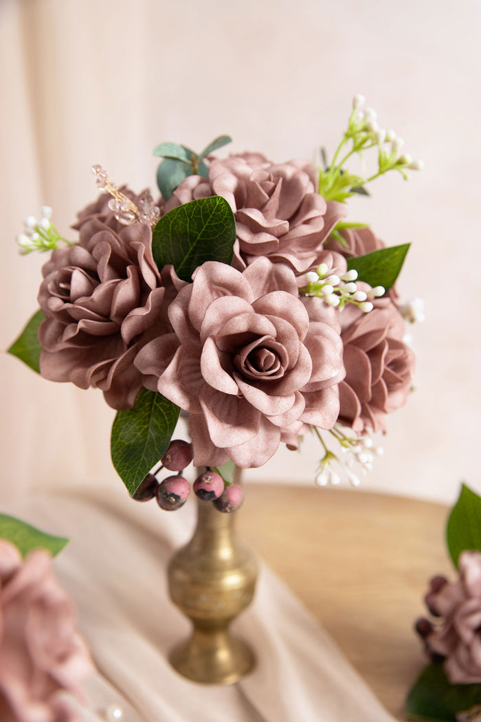 2.7" Foam Gardenia with Stem in Dusty Rose