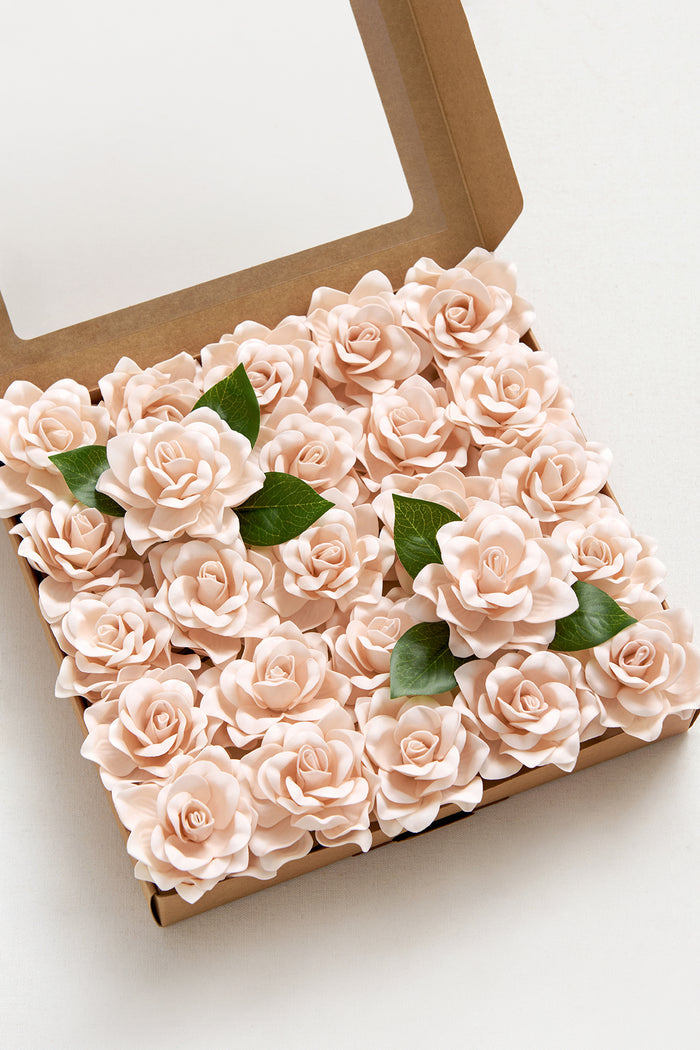 2.7" Foam Gardenia with Stem in Petal Pink