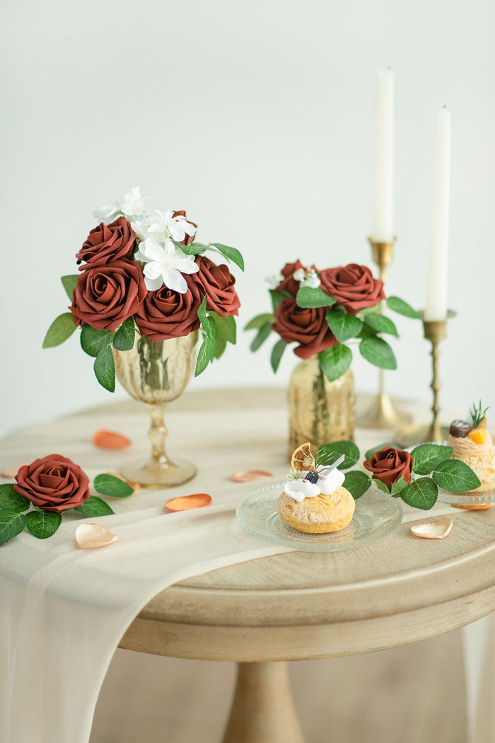 3' Foam Rose with Stem in Warmth & Walnut Romance Wedding - Image 6