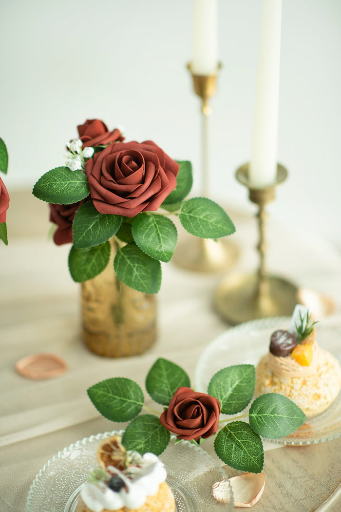 3' Foam Rose with Stem in Warmth & Walnut Romance Wedding - Image 7