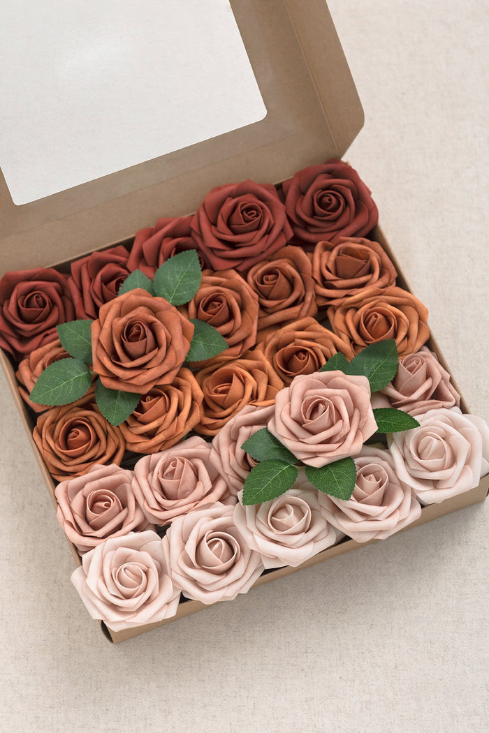 3' Foam Rose with Stem in Warmth & Walnut Romance Wedding - Image 8
