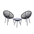 3-Piece Outdoor Patio Rattan Chair Set with Table Mimarta
