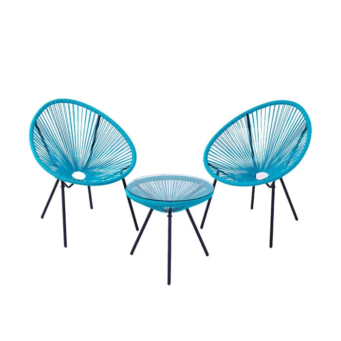 3-Piece Outdoor Patio Rattan Chair Set with Table Mimarta