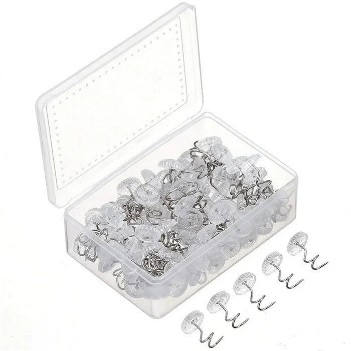 50 Pcs Upholstery Tacks Headliner Pins Clear Heads Twist Bed Fabric Sofa Chair Mimarta