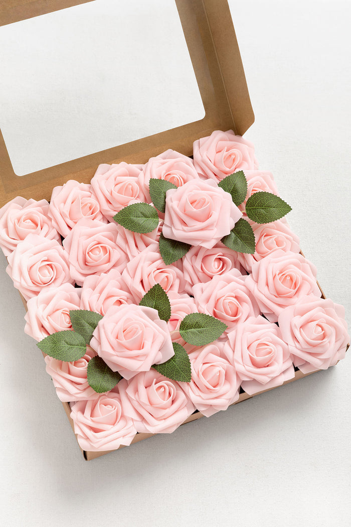 50pcs | 3" Foam Rose with Stem in Blush
