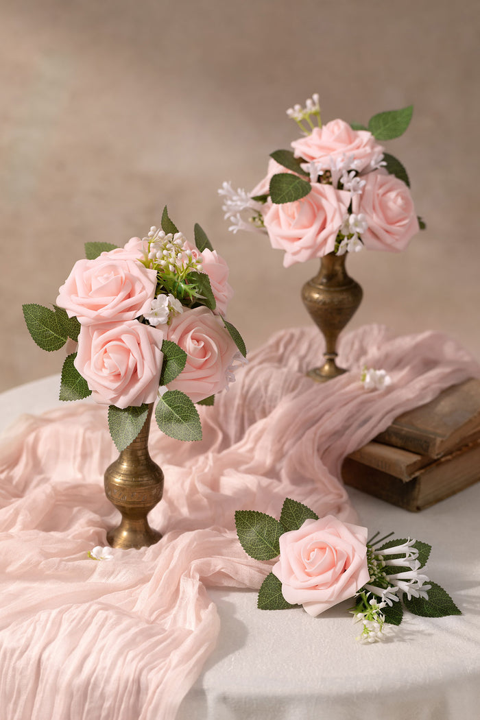 50pcs | 3" Foam Rose with Stem in Blush
