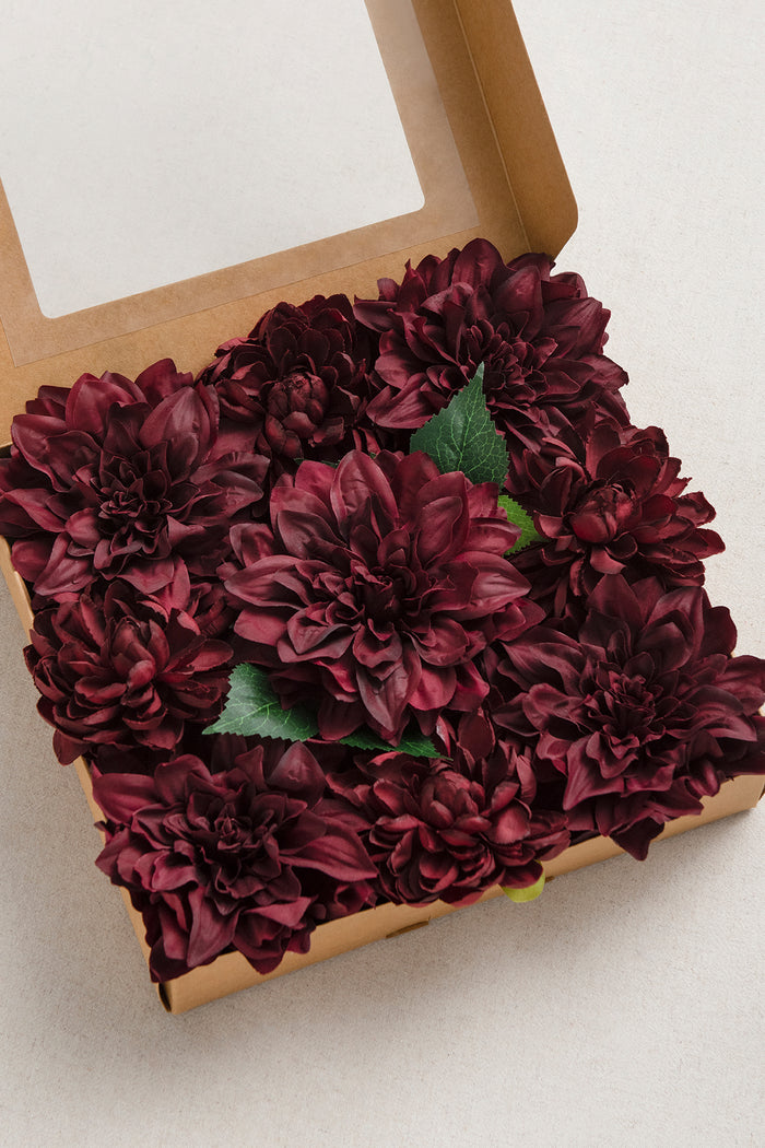 5.5' Silk Semi-Cactus Dahlia & 4.5' Silk Waterlily Dahlia with Stem - Image 4
