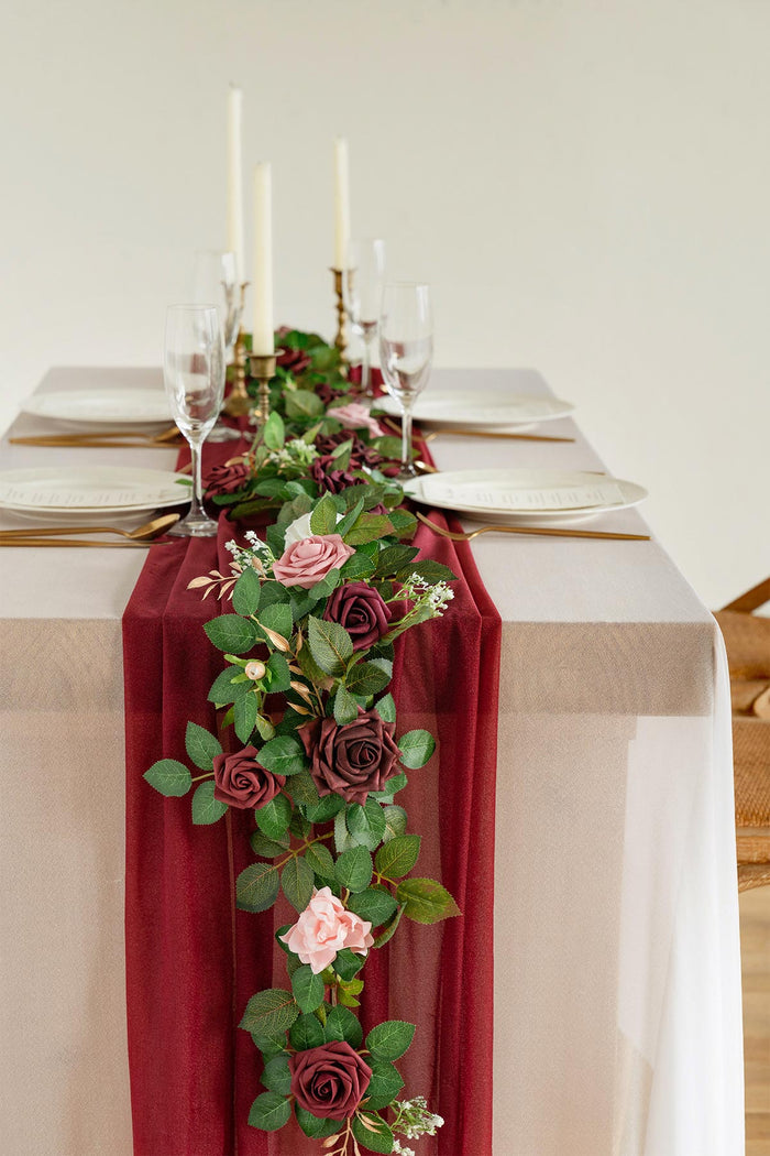 5ft Flower Garland in Burgundy - Image 2
