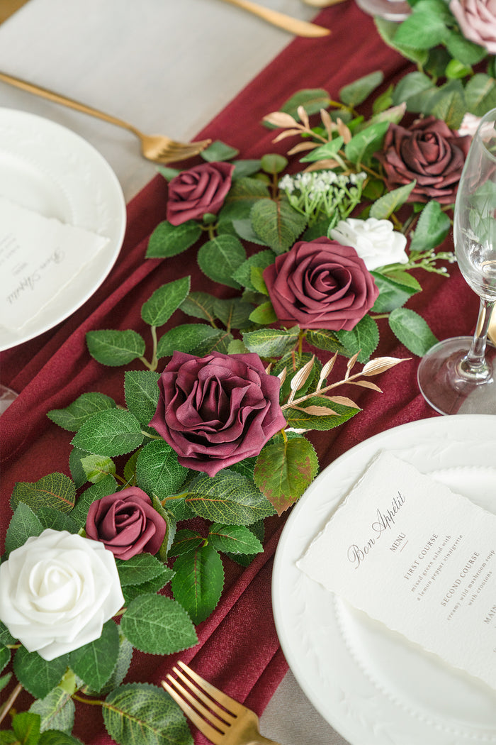 5ft Flower Garland in Burgundy - Image 4