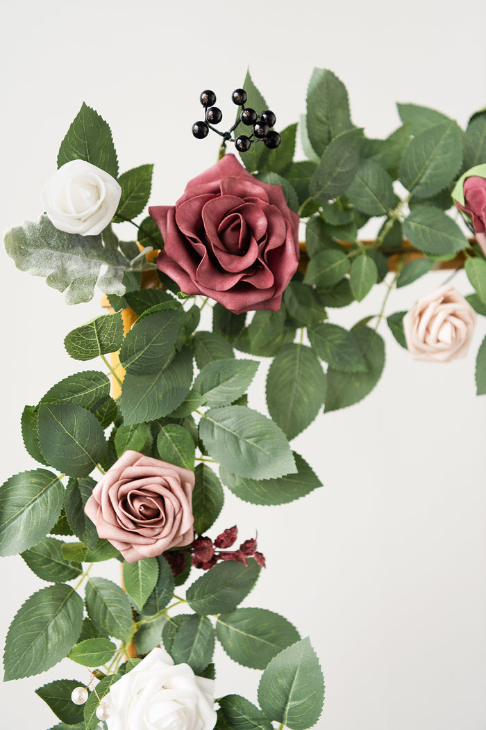 5ft Rose Leaf Flower Garland in Dusty Rose & Mauve - Image 2