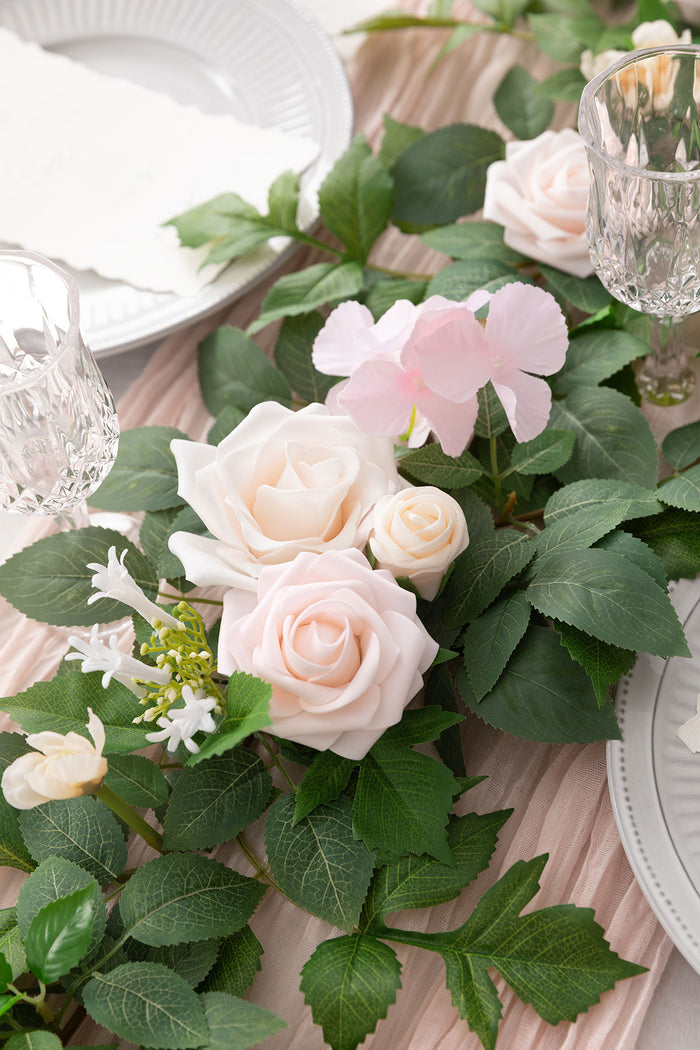 5ft Flower Garlands in Powder Pink & Cream - Image 3