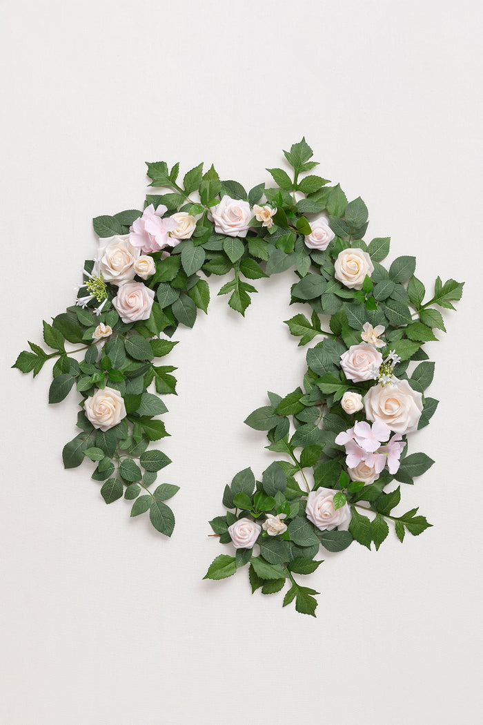 5ft Flower Garlands in Powder Pink & Cream - Image 4