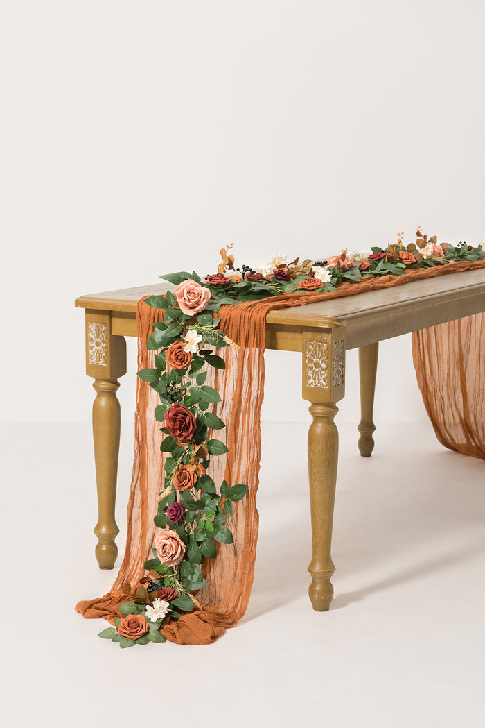 5ft Flower Garland in Sunset Terracotta