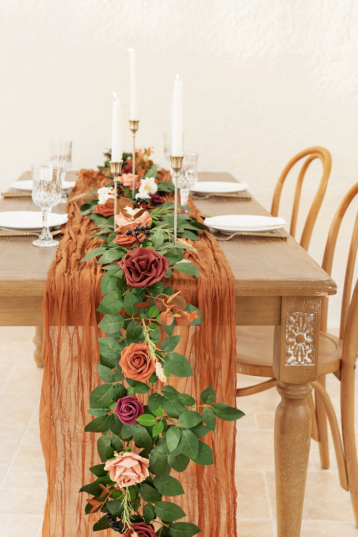 5ft Flower Garland in Sunset Terracotta - Image 2