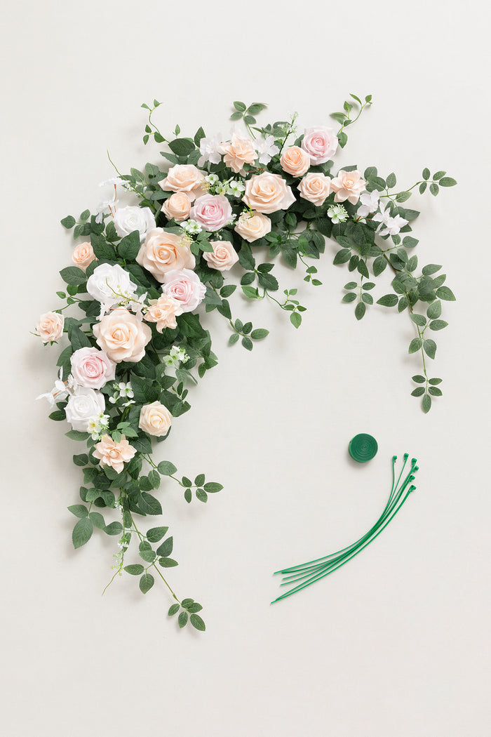 6.5ft Flower Garland with Hanging Vines in Blush & Cream - Image 5