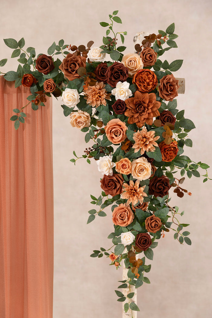 6.5ft Flower Garland with Hanging Vines in Caramel & Burnt Orange - Image 3