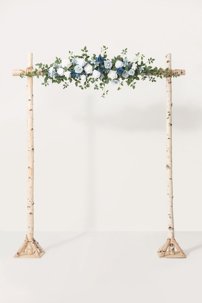 6.5ft Flower Garland with Hanging Vines in Dusty Blue & Dutch Blue