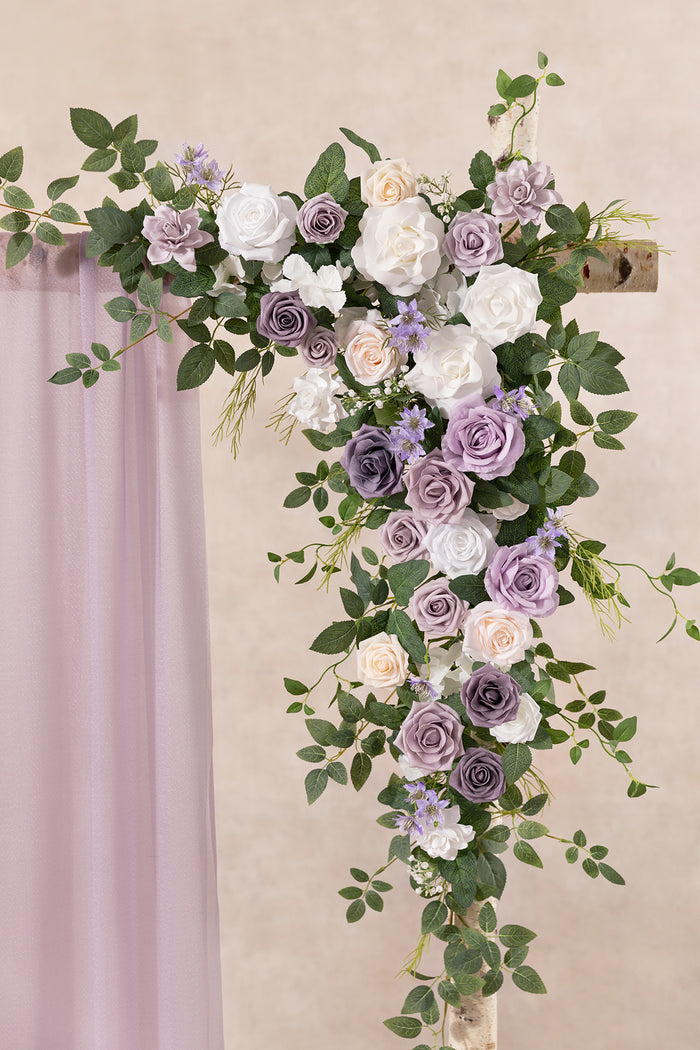 6.5ft Flower Garland with Hanging Vines in Lilac & White - Image 3