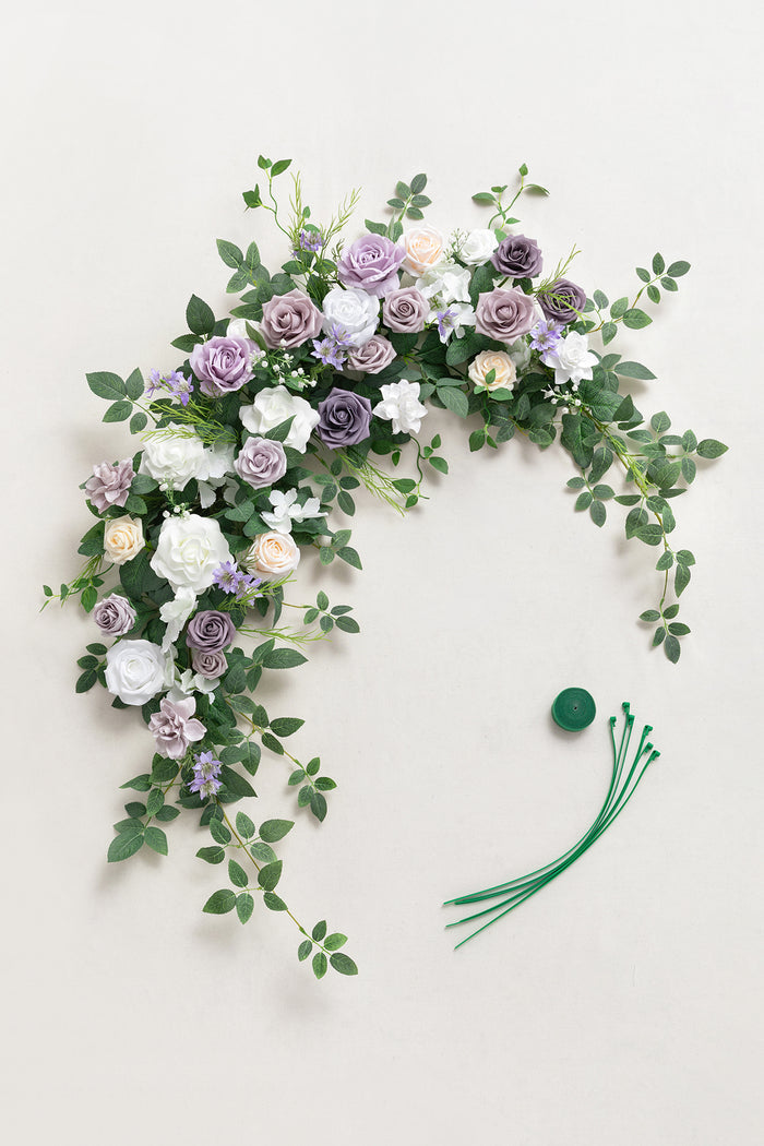 6.5ft Flower Garland with Hanging Vines in Lilac & White - Image 5