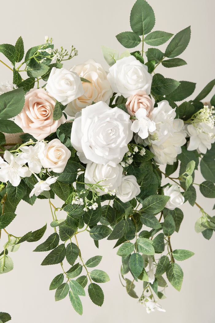 6.5ft Flower Garland in White Sage & pink - Image 2