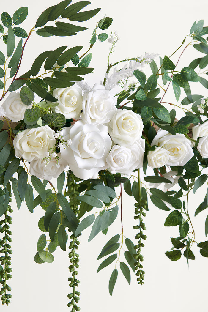 6.5ft Flower Garland in White Sage & pink - Image 7