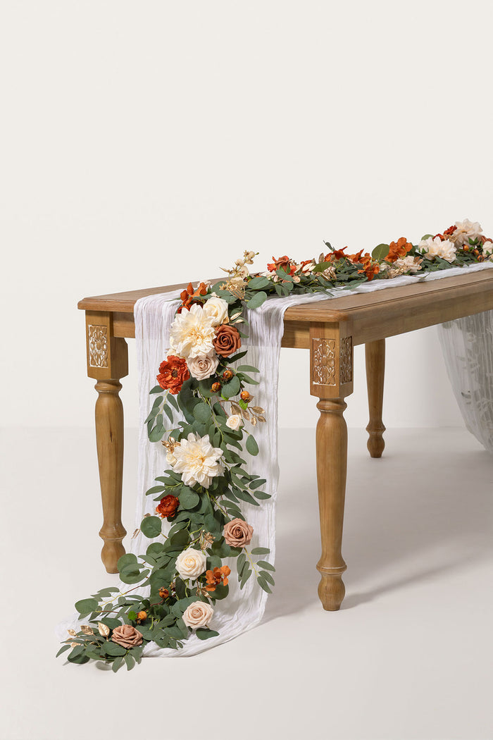 6ft Flower Garland in Sunset Terracotta